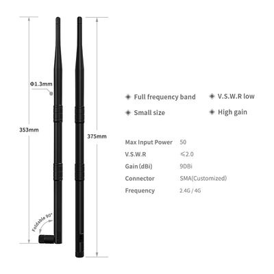 2.4GHz 5GHz Dual Band Omni Directional Receiver Wireless Antenna with 50 Mile Range